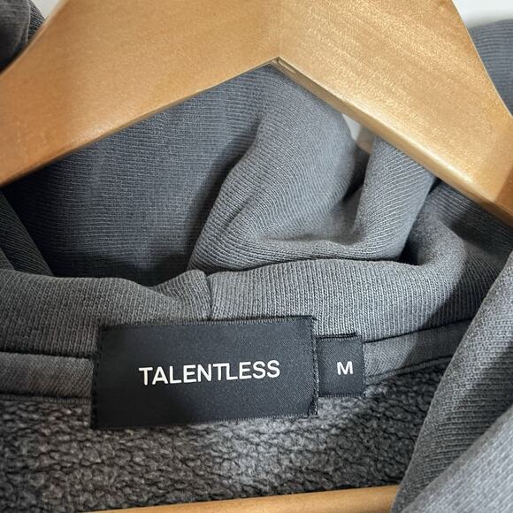 Talentless Hoodie Mens Size M Gray Acid Wash Pullover Cotton Embroidered Logo - Picture 4 of 6